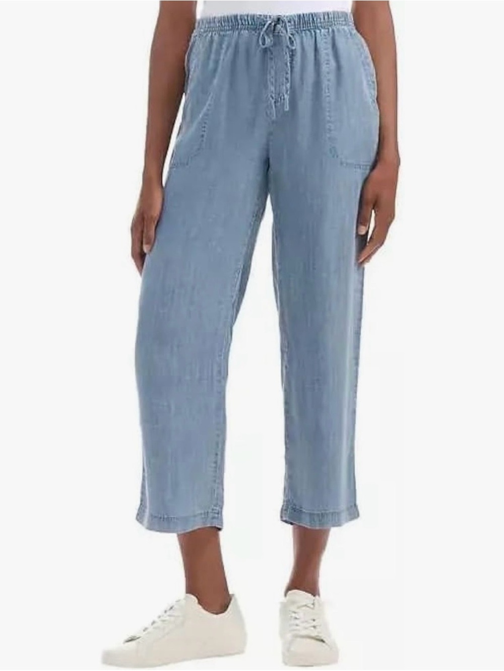 Splendid Light Blue Cropped Drawstring Relaxed Jeans